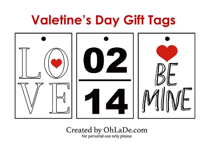 Free Valentine's Day Printable Gift Tags - Oh La De