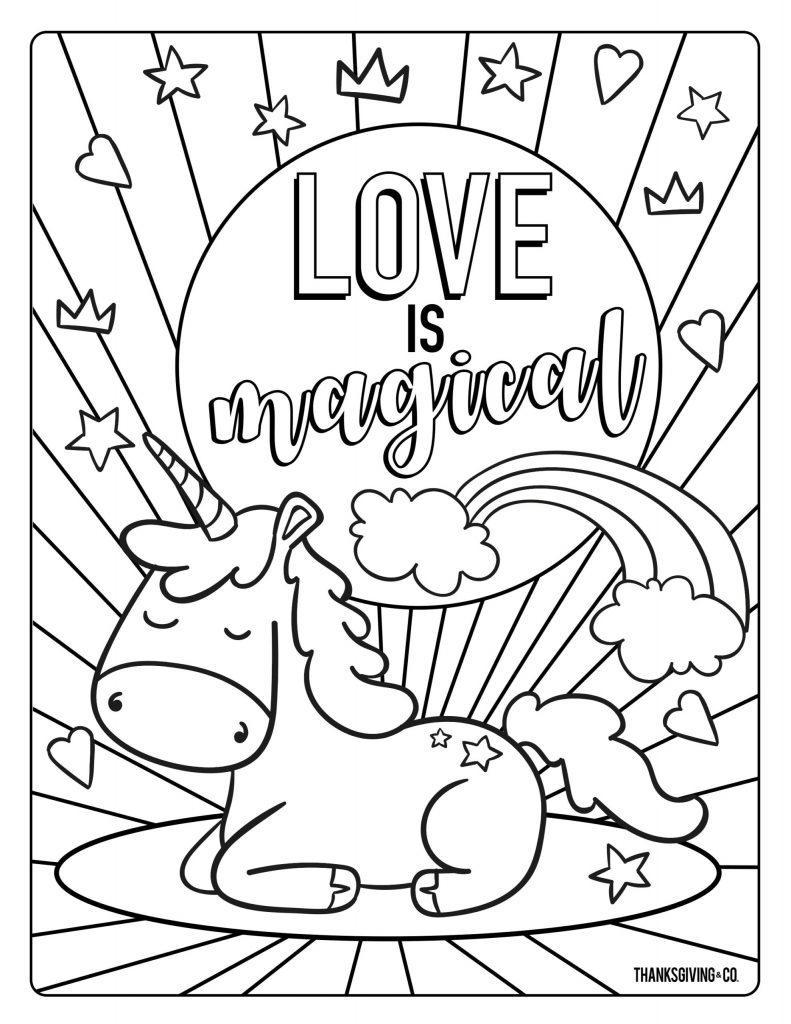 Unicorn Valetines coloring pages