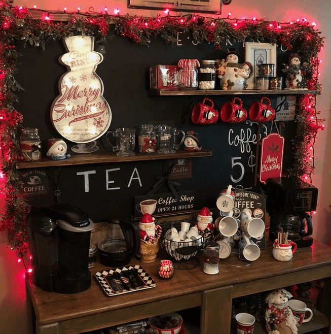 Holiday coffee bar set up