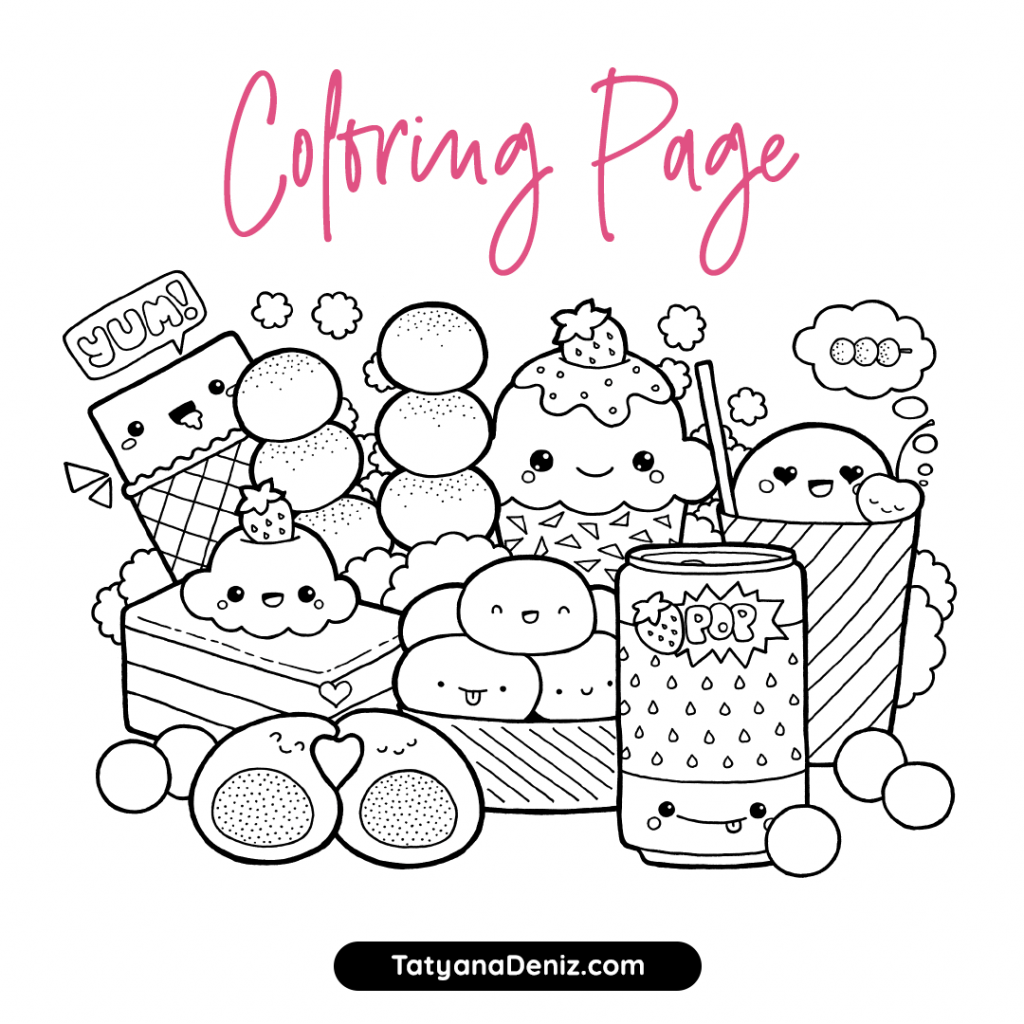 Free Printable Cute Kawaii Darling Coloring Page for Adults and Kids 