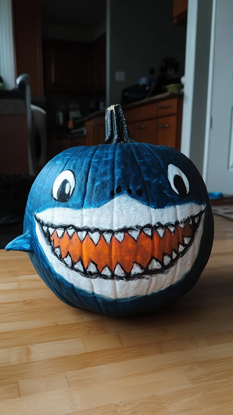 Baby Shark Painted Pumpkin