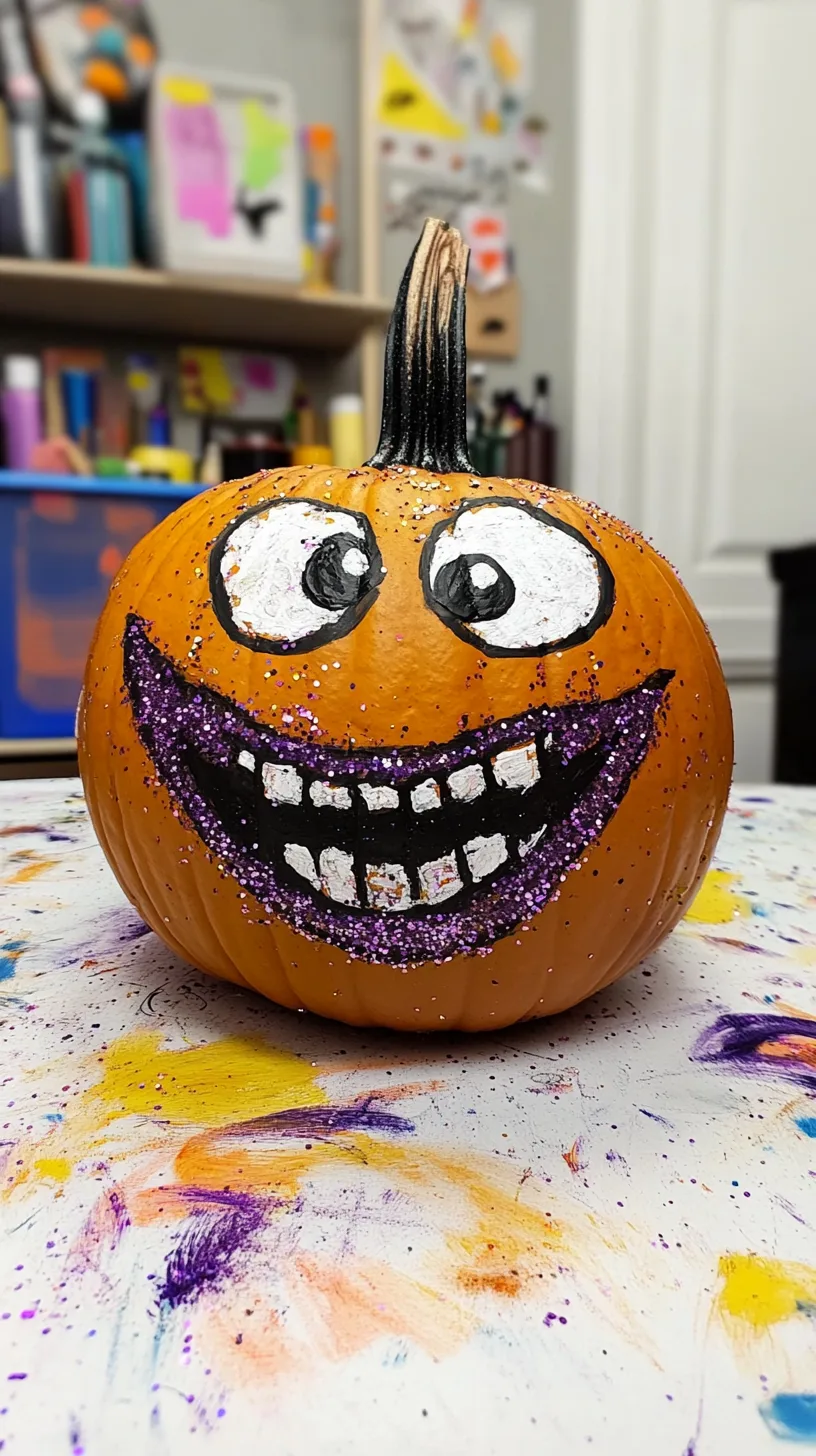 Glitter Mouth Painted Pumpkin
