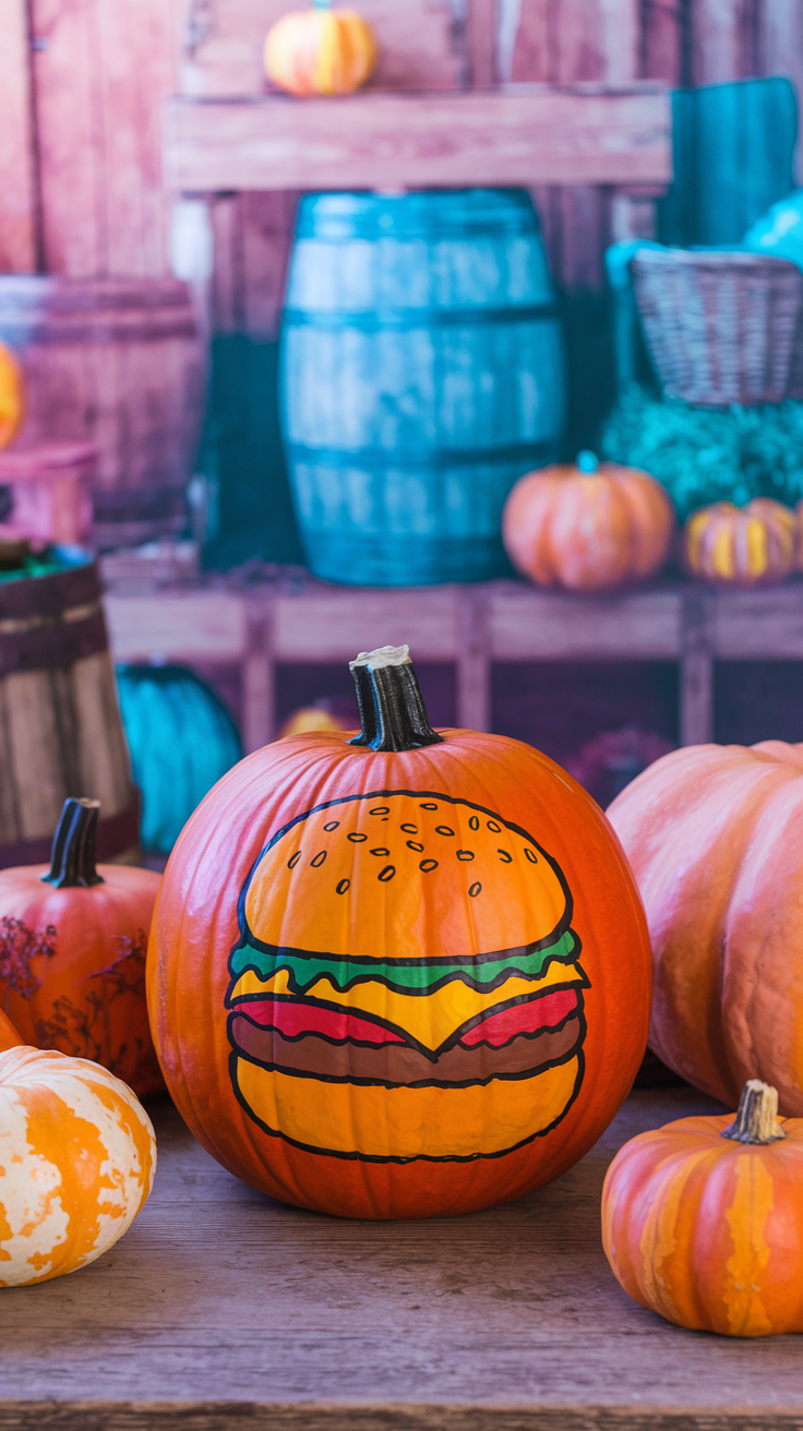 The Painted Hamburger Pumpkin