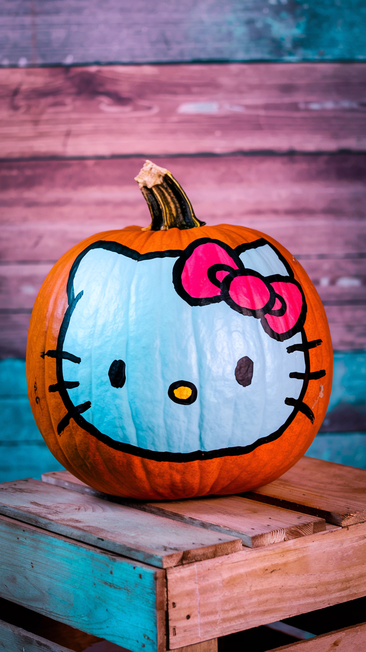 Hello Kitty Painted Pumpkin