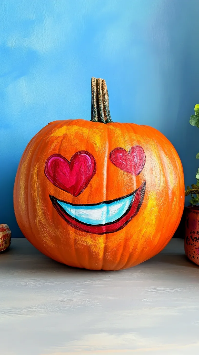 Happy In Love Painted Pumpkin