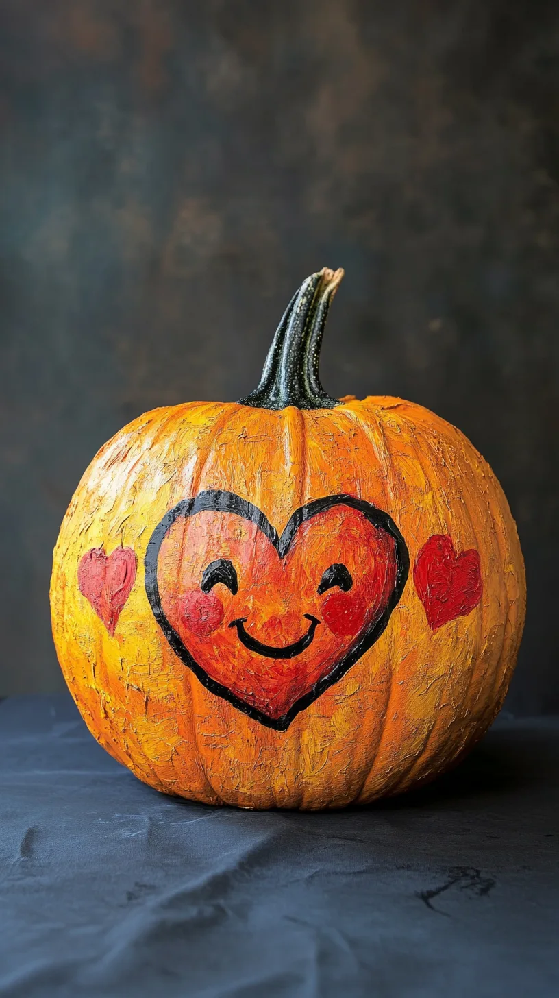 Sweet Heart Painted Pumpkin