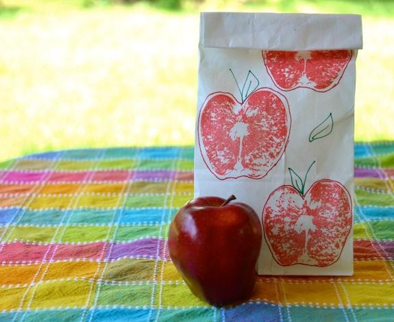 Image for DIY School Supplies: Apple Printed Lunch Bags