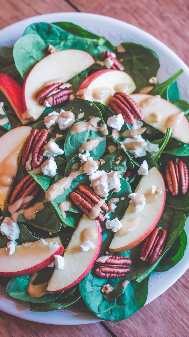 Fall Salad Recipes- Spinach Apple Pecan