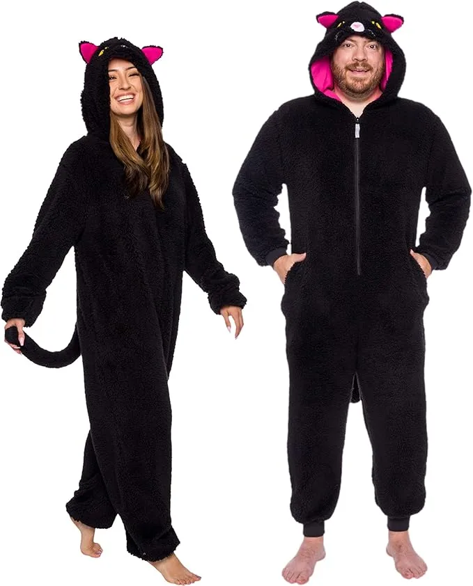 Furry Black Cat Cozy Halloween Costume