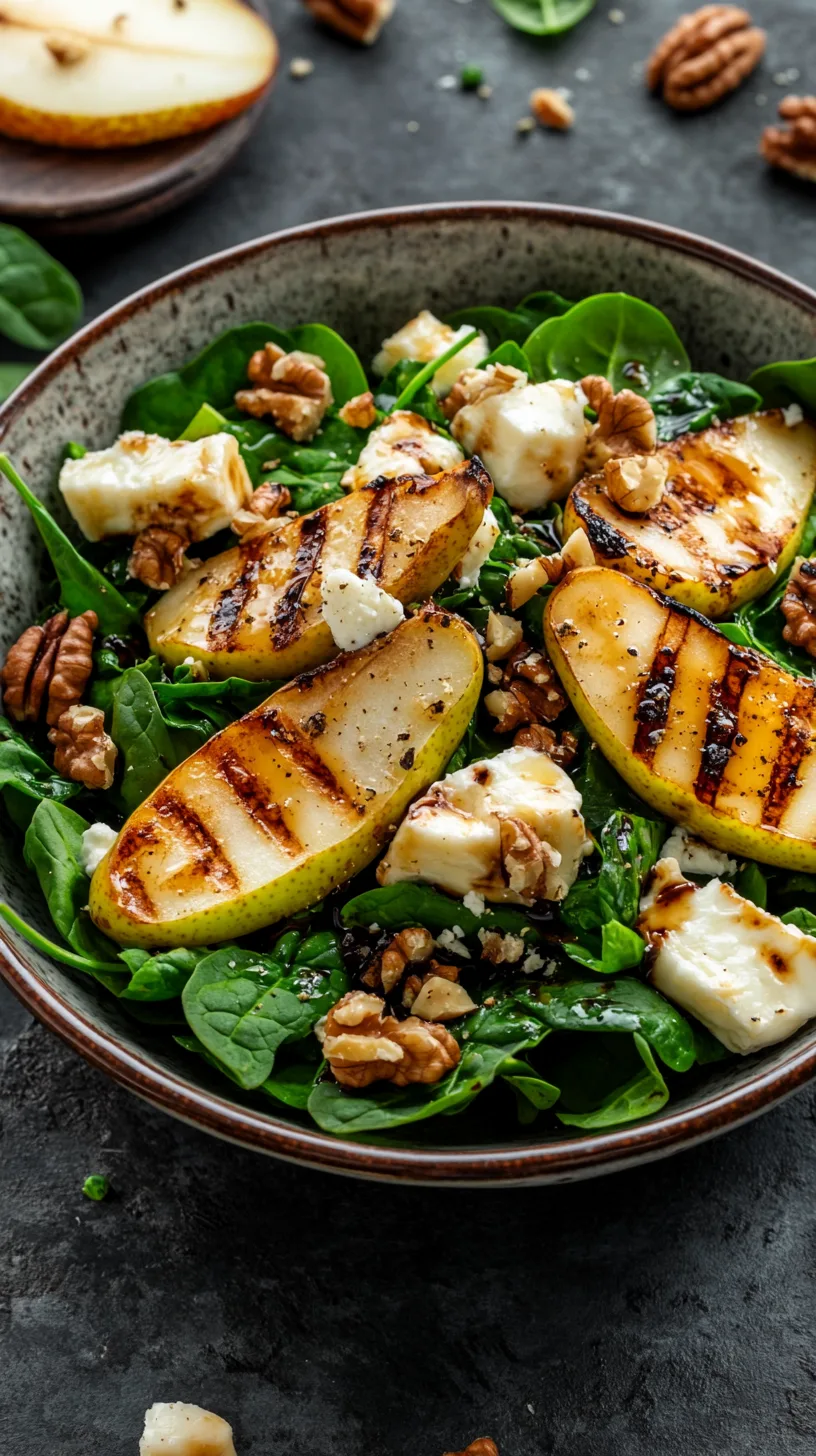 Grilled Pear and Brie Spinach Salad