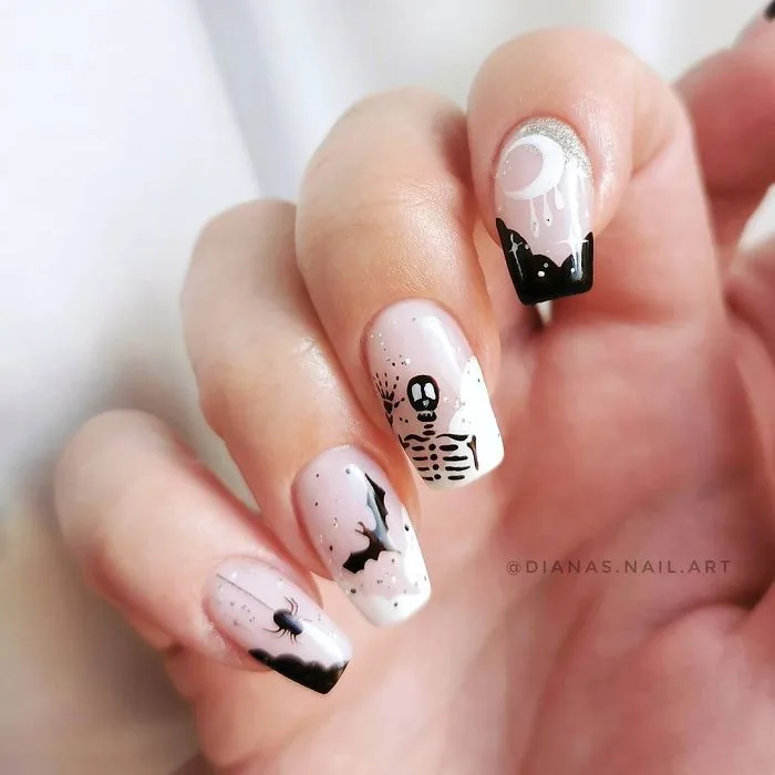 Halloween Nail Art -Beautiful Pastel Pink Halloween Nails