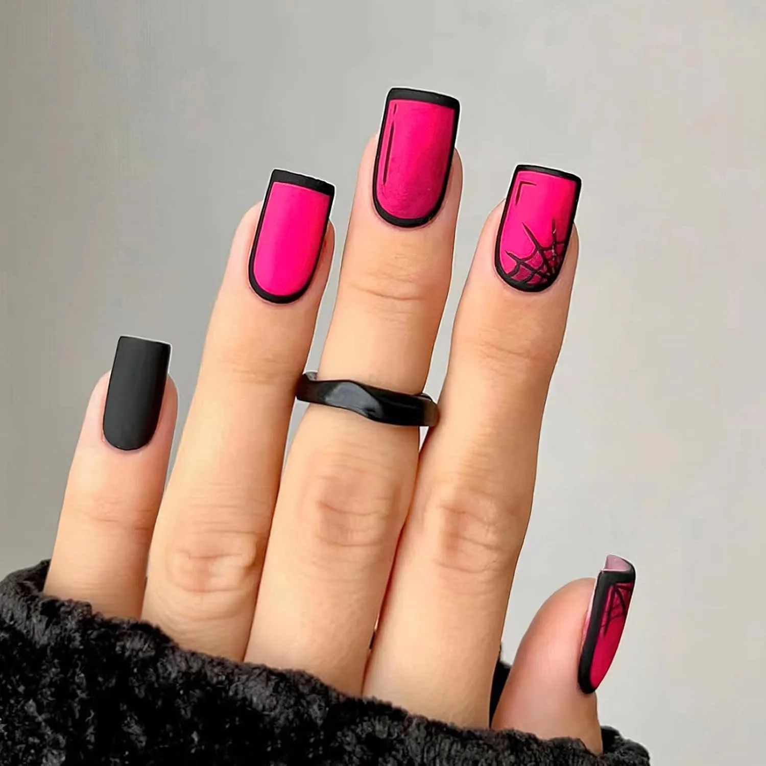 Hot Pink 80's Style Halloween Nails