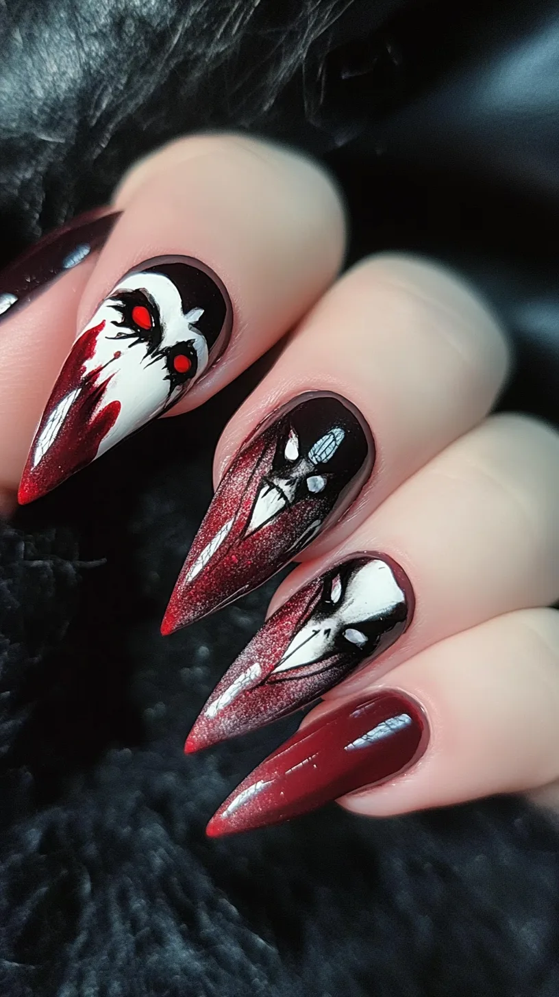 Super Creepy Halloween Face Nail Ideas