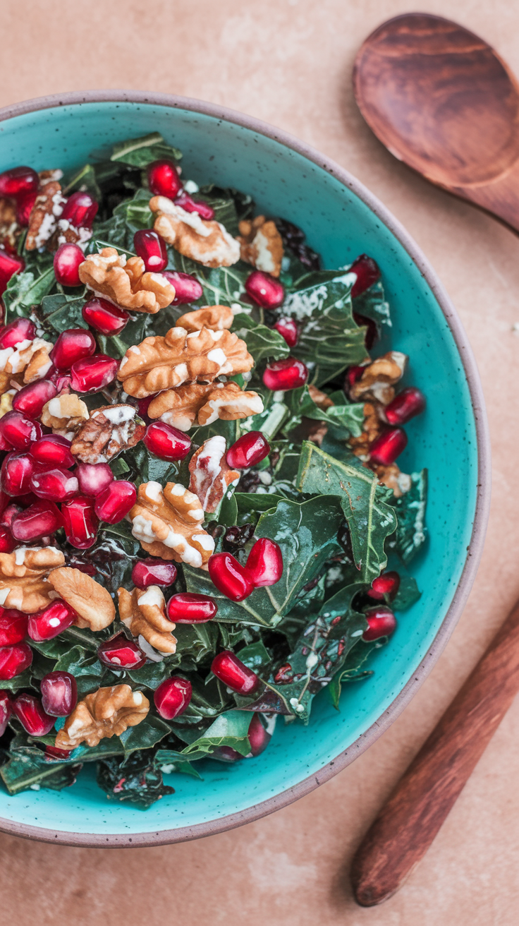 Pomegranate and Walnut Kale Salad