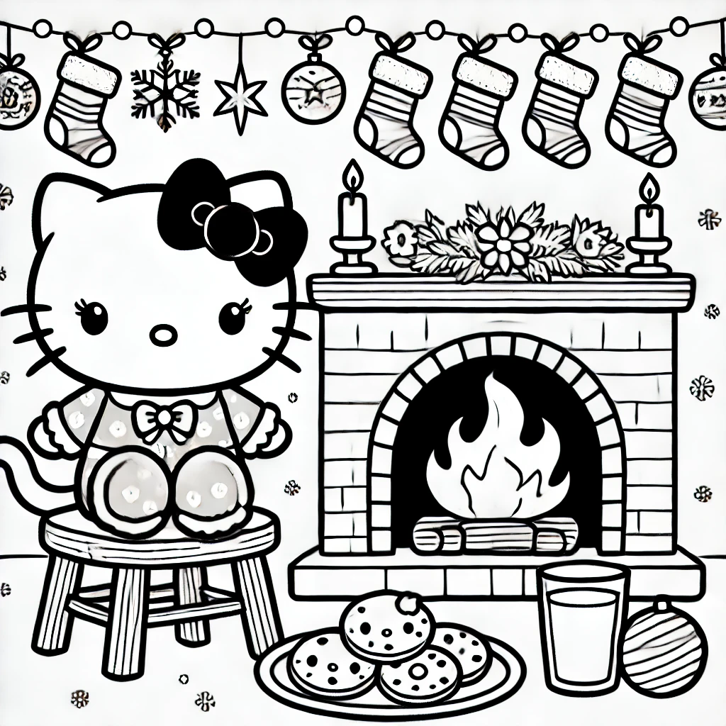 Hello Kitty Christmas Stocking Coloring Pages - ohlade.com