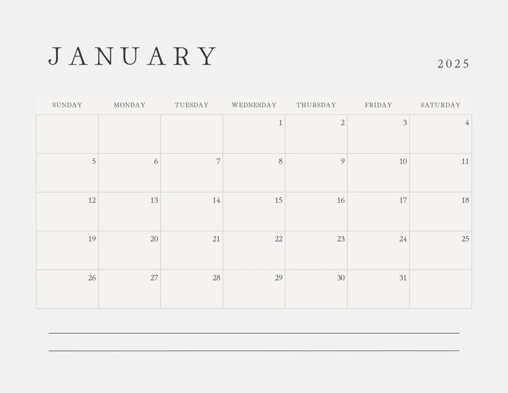 January 2025 Calendar Minimalist
