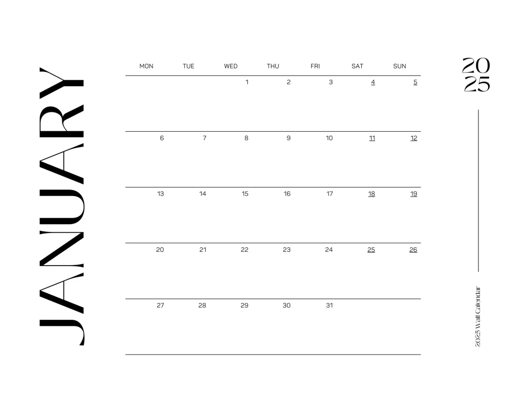 Large January Calendar