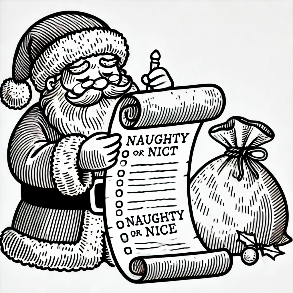 naughty or nice Santa Claus Coloring Pages